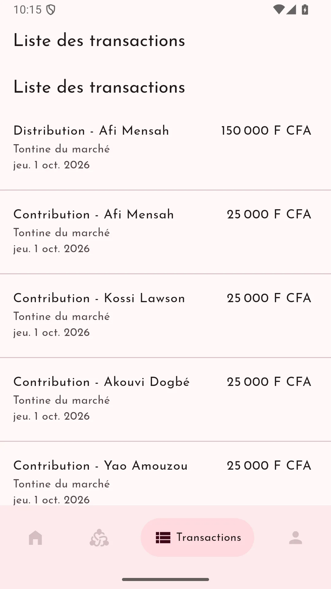 Journal : une distribution au bénéficiaire, puis une contribution par membre